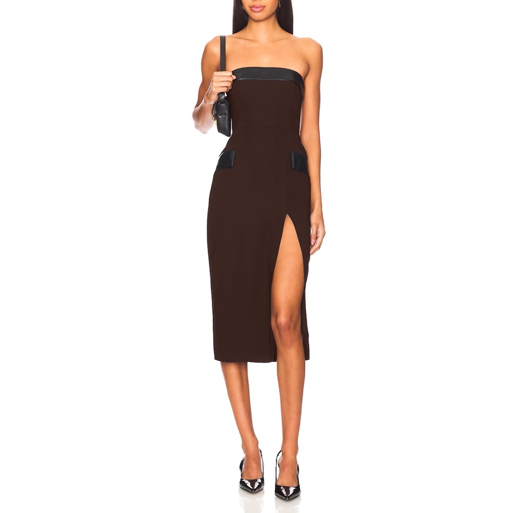 Amanda Uprichard Elegant Black and Brown/Dark Red Strapless Dress